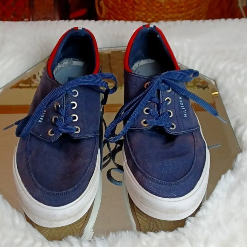 Tommy Hilfiger Y2K Mens Canvas Blue Deck Shoes sz 10 M
